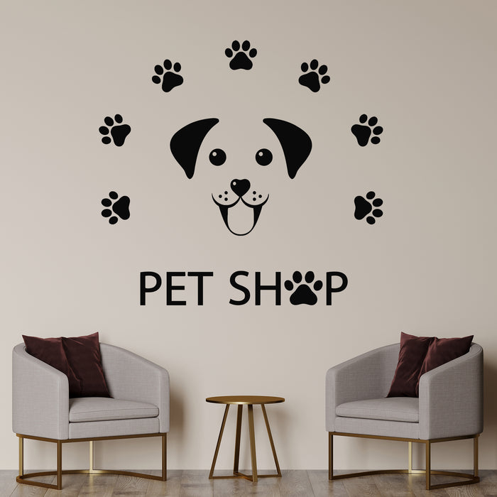 Vinyl Wall Decal Pet Shop Decor Dog Grooming Animals Care Paw Print Stickers Mural (g9460)