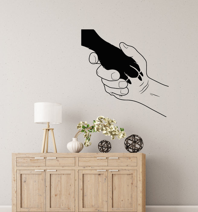Vinyl Wall Decal Hand Holding Paw Together Pets Care Decor Stickers Mural (g8632)