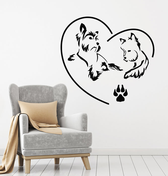 Vinyl Wall Decal Couple Dogs Heart Symbol Pets Love Nursery Decor Stickers Mural (g8689)