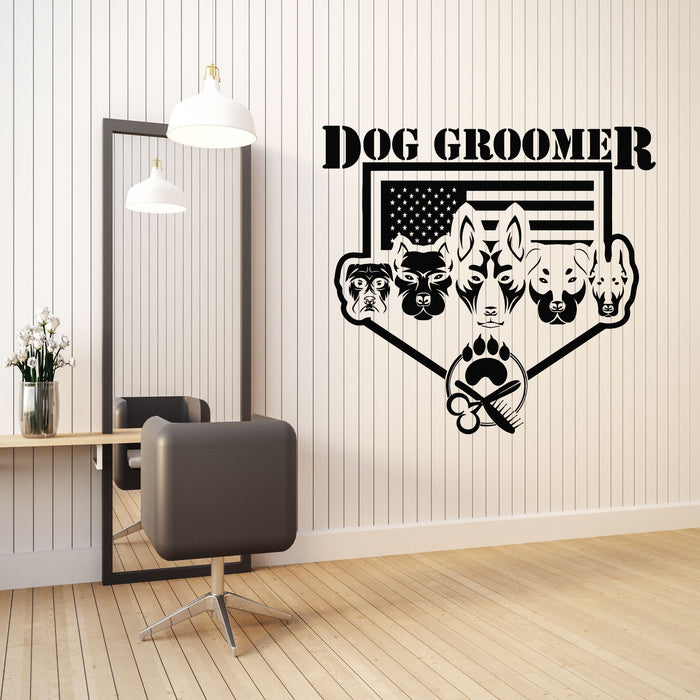 Vinyl Wall Decal Dog Groomer Hairdresser Animals Dogs Care Stickers Mural (g8667)