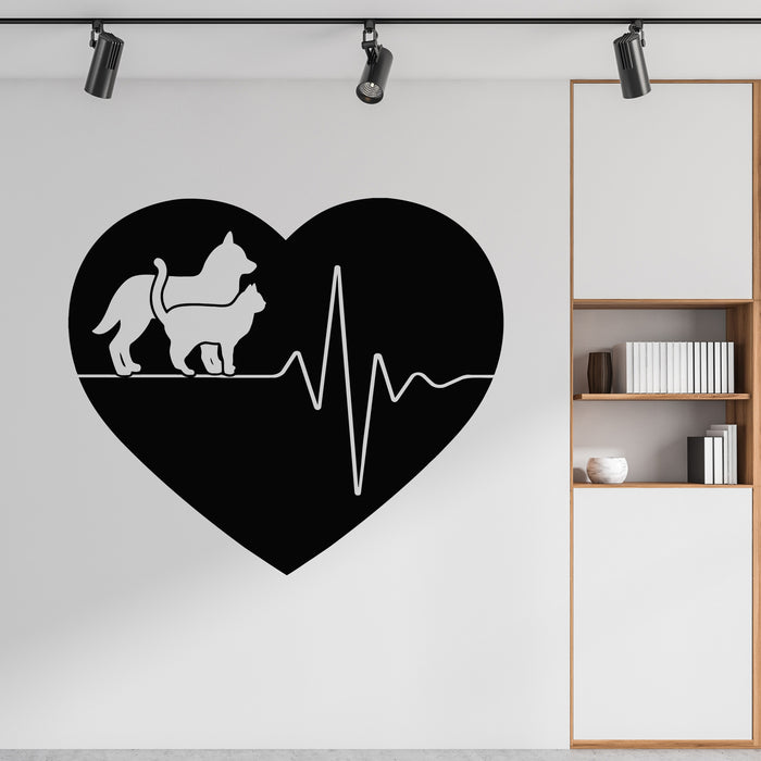 Vinyl Wall Decal Veterinary Dog And Cat Logo Pet Love Heart Symbol Stickers Mural (g9562)