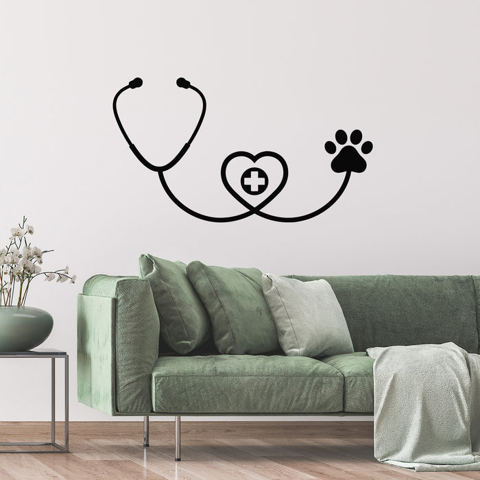 Vinyl Wall Decal Veterinary Clinic Emblem Cat Dog Pet Care Stickers Mural (g9755)