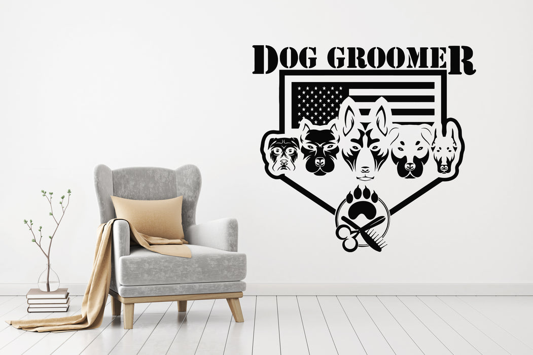 Vinyl Wall Decal Dog Groomer Hairdresser Animals Dogs Care Stickers Mural (g8667)