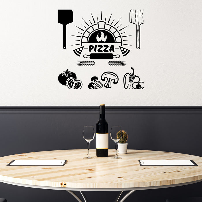 Vinyl Wall Decal Pizza Italian Restaurant Cooking Stickers Unique Gift (ig4075)