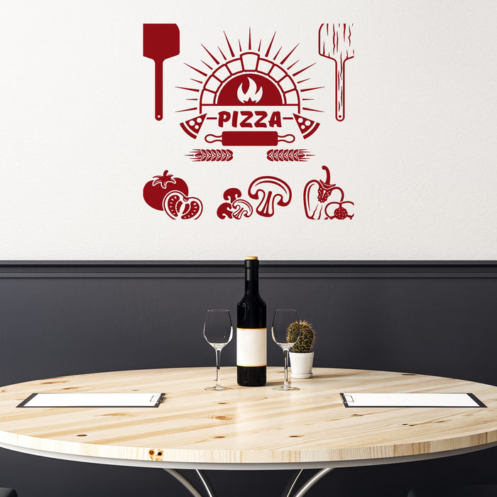 Vinyl Wall Decal Pizza Italian Restaurant Cooking Stickers Unique Gift (ig4075)