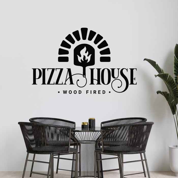Vinyl Wall Decal Hot Pizza House Logo Wood Fired Oven Stickers Mural (g9950)