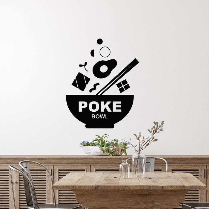 Vinyl Wall Decal Logo Vegetables Poke Bowl Food Cooking Restaurant Cafe Stickers Mural (g9097)