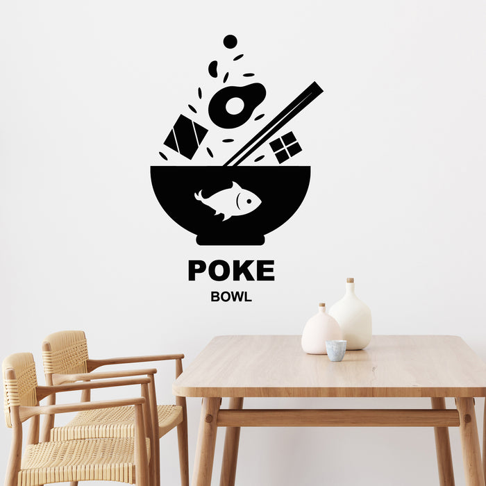 Vinyl Wall Decal Logo Poke Bowl Tasty Food Restaurant Cafe Decor Stickers Mural (g9098)