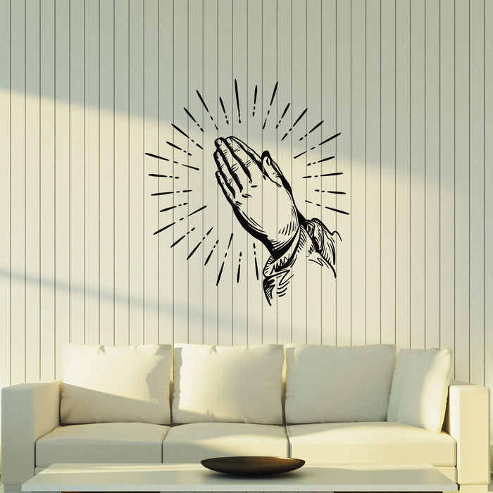 Vinyl Wall Decal Prayer Sketch Drawing Praying Hands Pray Stickers Mural (g8622)