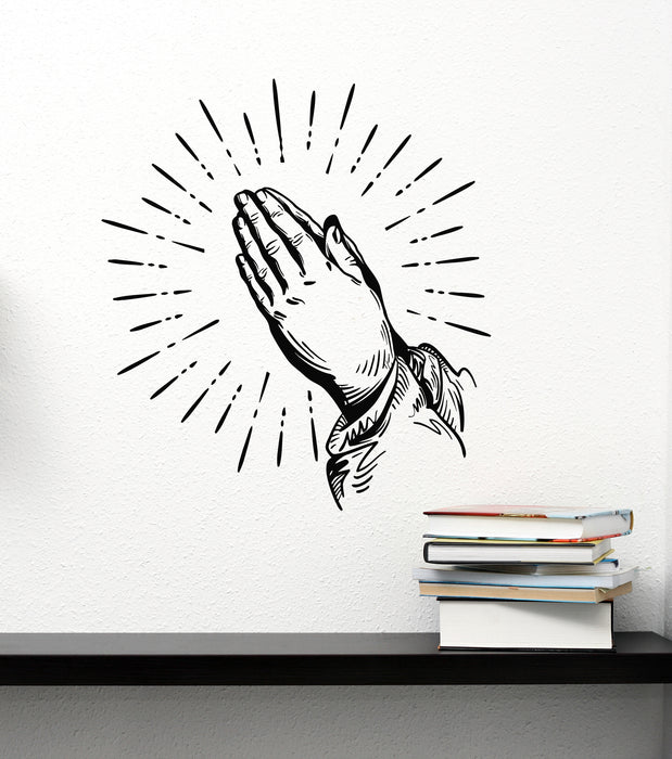 Vinyl Wall Decal Prayer Sketch Drawing Praying Hands Pray Stickers Mural (g8622)