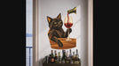 Black cat holding a glass of red wine wall decal video