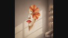 Woman's face with an orange flower and red lips wall decal video