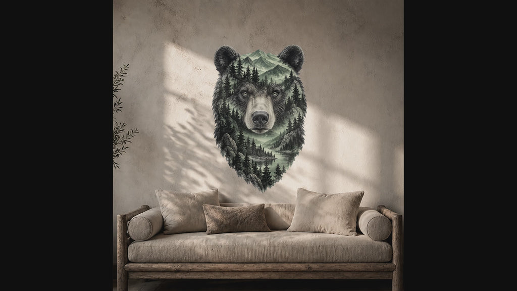 Bear forest and mountain vinyl wall decal interior video