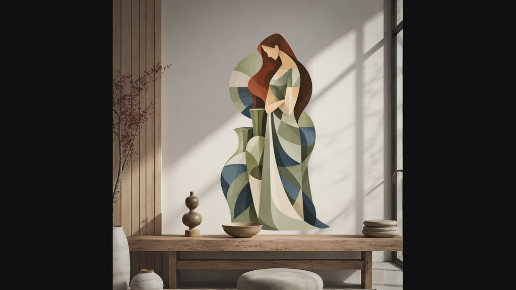 Video tour of the abstract embracing figures wall decal