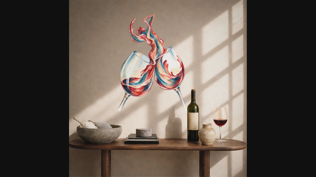 Colorful Clinking Wine Glasses Splash Vinyl Wall Decal interior video