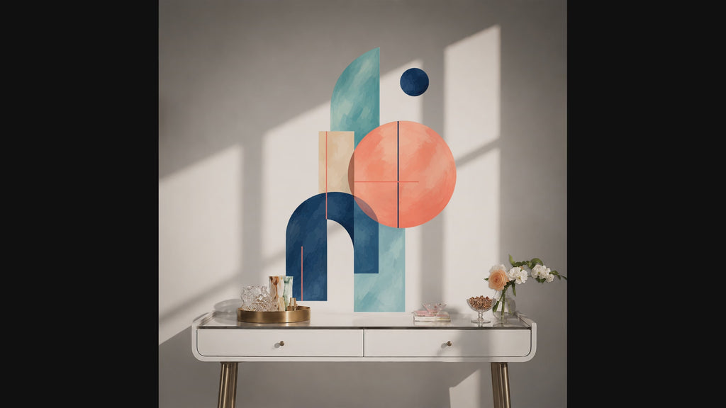 Colorful Coral and Blue Geometric Vinyl Wall Decal Art interior video