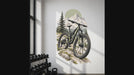 Mountain bike with alpine peaks and evergreen trees wall decal video