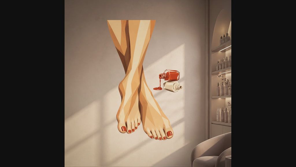 Geometric pedicure with red nail polish wall decal video