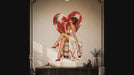 Woman with wine and red heart wall decal interior video
