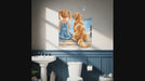 Girl and golden retriever by the sea wall decal video
