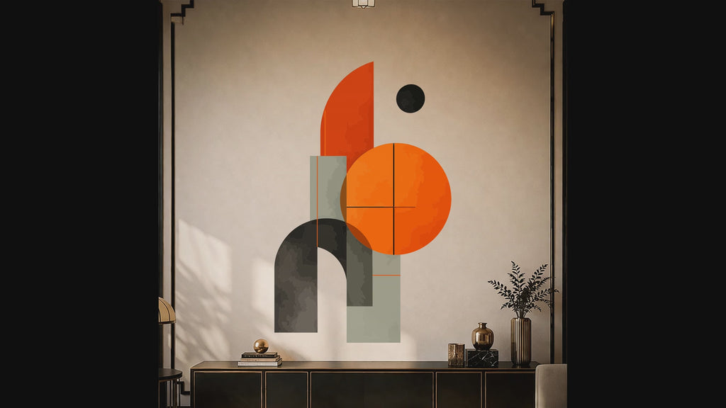 Colorful Orange and Black Geometric Vinyl Wall Decal interior video