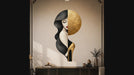 Woman's portrait with gold circle and high heel wall decal video