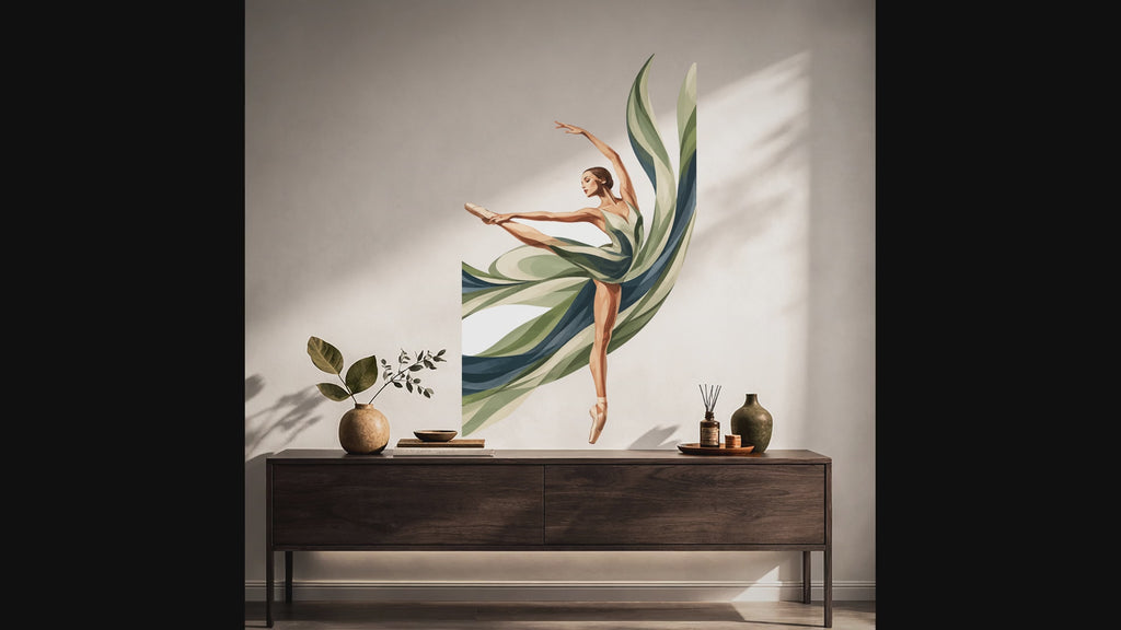 Video tour of the ballerina with flowing leaves wall decal