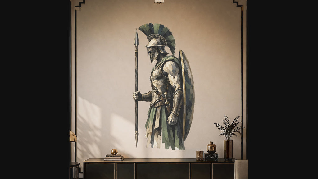 Colorful Ancient Spartan Warrior with Spear Wall Decal video