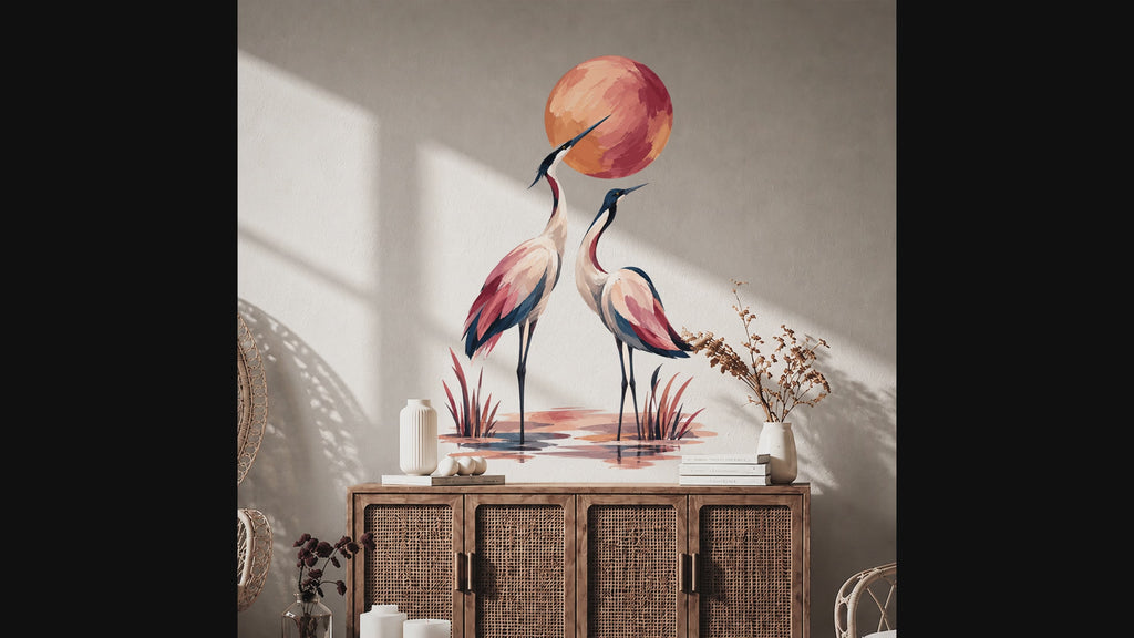 Video tour of the pair of cranes wall decal
