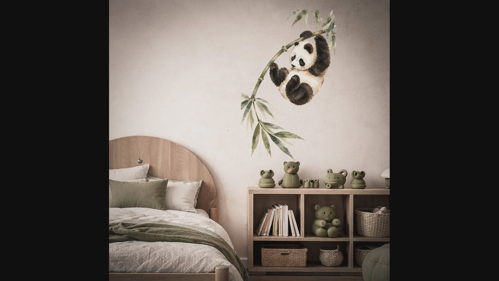 Colorful Playful Panda on Bamboo Vinyl Wall Decal Art interior video