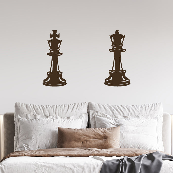 Vinyl Wall Decal Chess Pieces Queen King Bedroom Decor Ideas Stickers Unique Gift (ig4743)