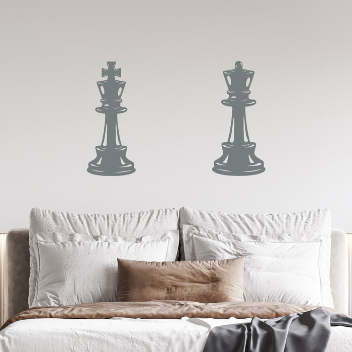 Vinyl Wall Decal Chess Pieces Queen King Bedroom Decor Ideas Stickers Unique Gift (ig4743)