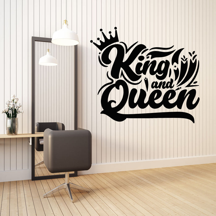 Vinyl Wall Decal Queen And King Lettering Royal Family Decor Stickers Mural (g8651)