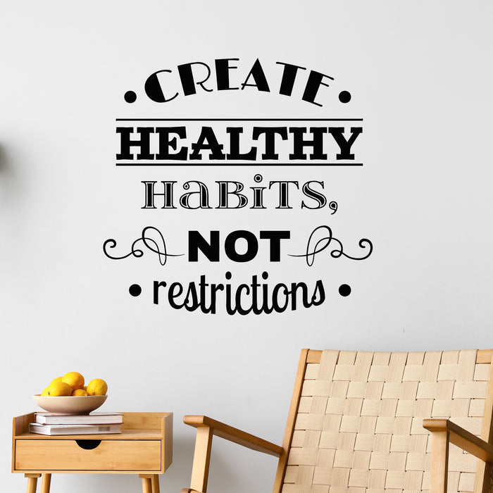 Vinyl Wall Decal Create Healthy Habits Quote Motivation Words Stickers Mural (L162)