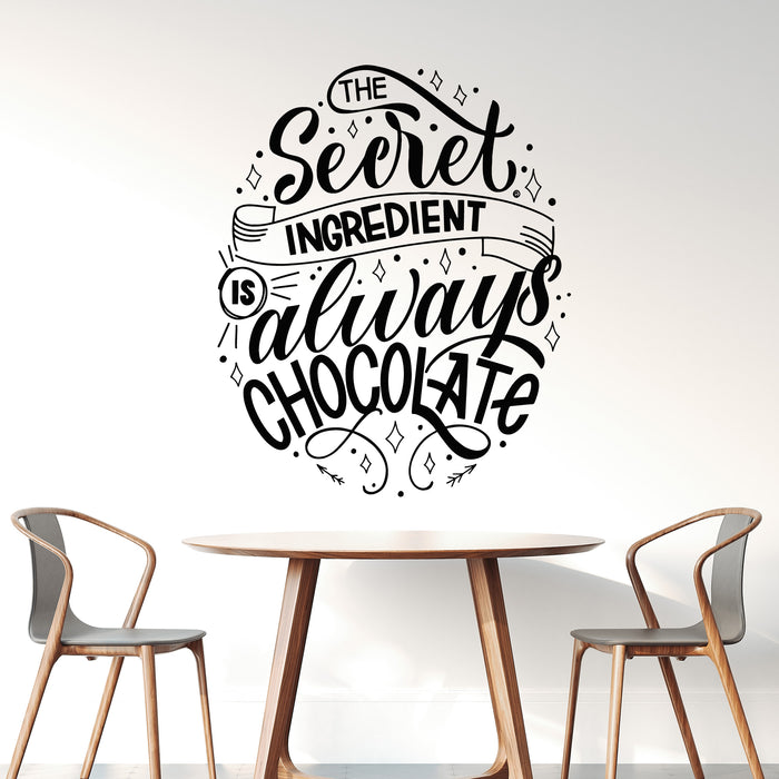 Vinyl Wall Decal Hot Chocolate Hand Lettering Poster Secret Ingredient Stickers Mural (g9768)