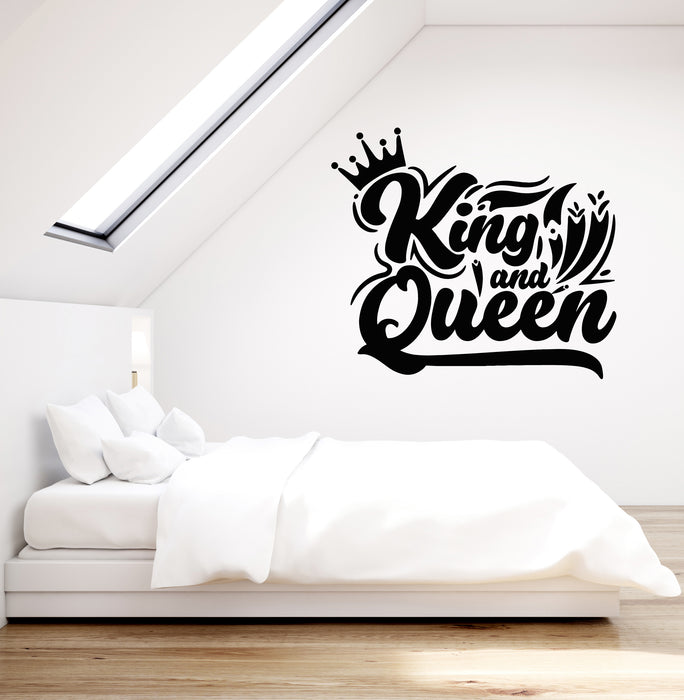 Vinyl Wall Decal Queen And King Lettering Royal Family Decor Stickers Mural (g8651)