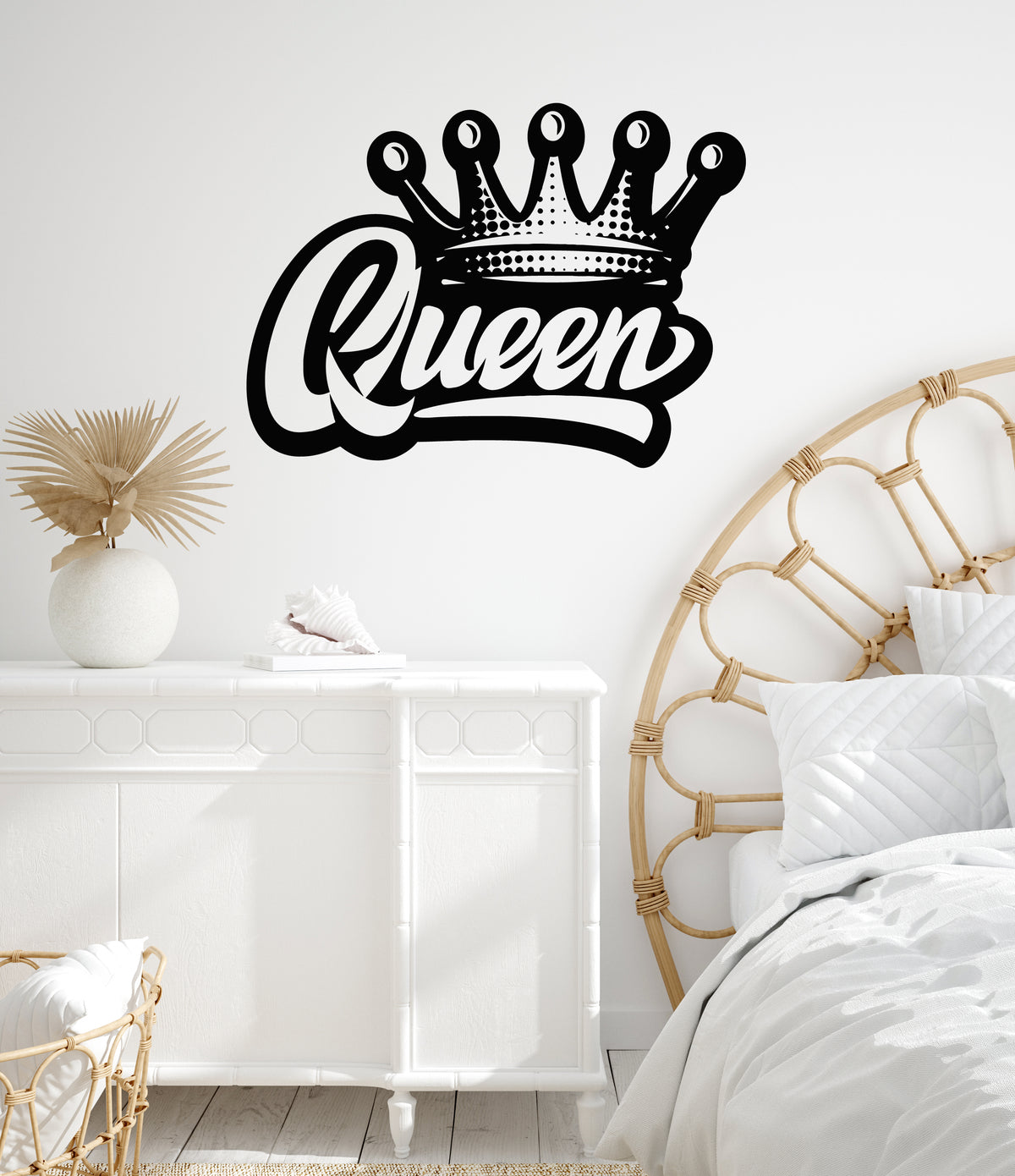 Vinyl Wall Decal Calligraphy Words Queen Crown Royalty Fashion Sticker ...