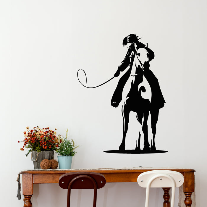 Vinyl Wall Decal American Cowboy Horse Silhouette Wild West Stickers Mural (g9270)