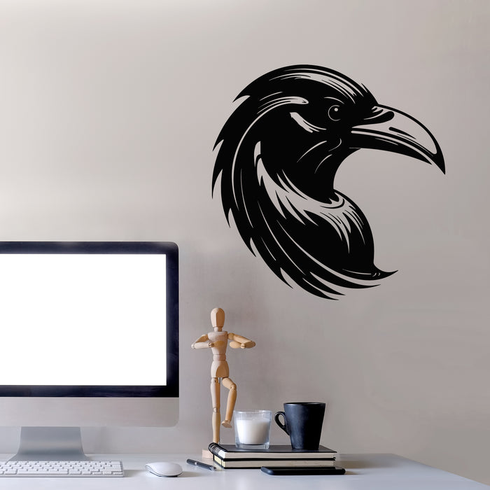 Vinyl Wall Decal Elegant Head Raven Crow Abstract Character Stickers Mural (g9811)
