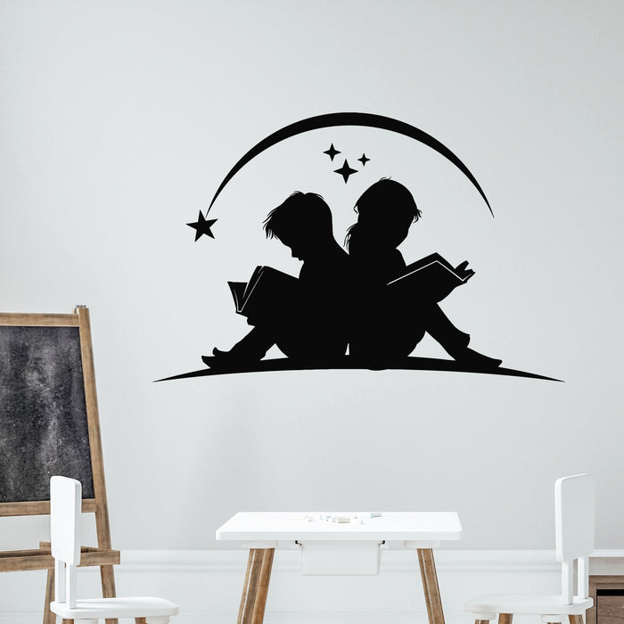 Vinyl Wall Decal Read Open Book Together Kids Room Library Stickers Mural (g8918)