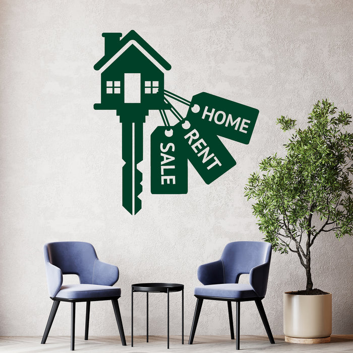 Vinyl Wall Decal Real Estate Keys House Home Rent Stickers Murals Unique Gift (ig4658)