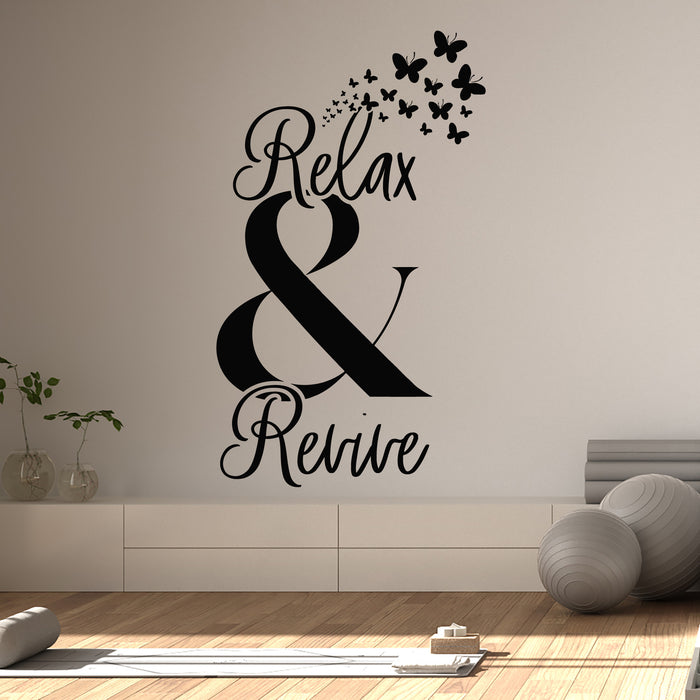 Vinyl Wall Decal Yoga Room Words Relax Revive Lettering Decor Stickers Mural (g8891)