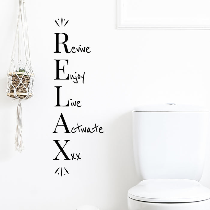 Vinyl Wall Decal Relax Words Revive Enjoy Live Activate Stickers Mural (g9522)