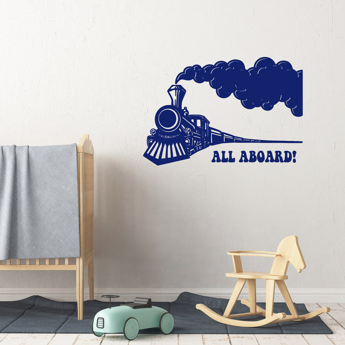 Vinyl Wall Decal Train Locomotive Railway Children's Room Stickers Unique Gift (ig3444)