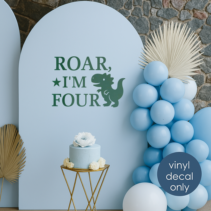 roar i am four 4th birthday party backdrop decor vinyl decal