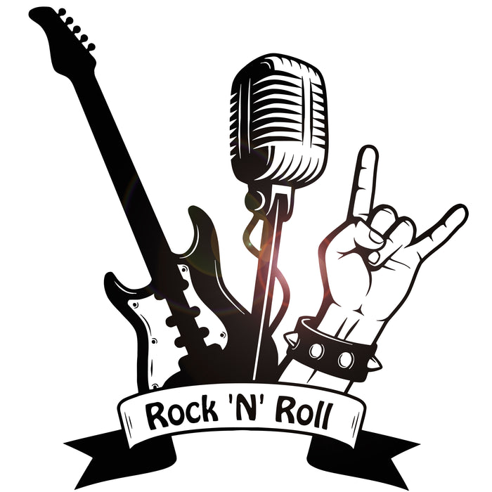 Vinyl Wall Decal Rock'n'roll Guitar Microphone Musical Stickers Unique Gift (ig4471)