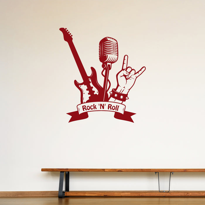 Vinyl Wall Decal Rock'n'roll Guitar Microphone Musical Stickers Unique Gift (ig4471)