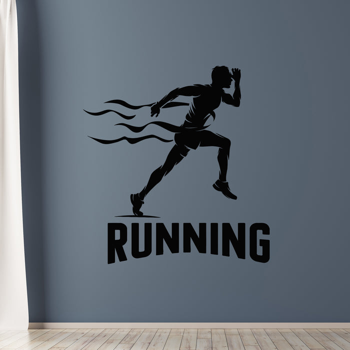 Vinyl Wall Decal Running Man Silhouette Logo Marathon Sport Stickers Mural (L130)