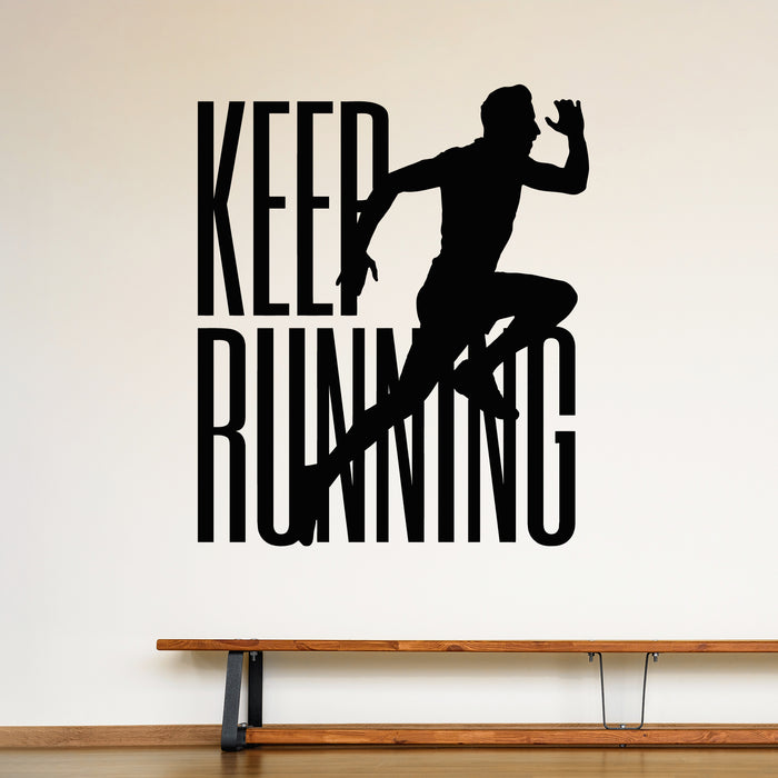 Vinyl Wall Decal Keep Running Sport Logo Athletics Fitness Gym Stickers Mural (g9944)