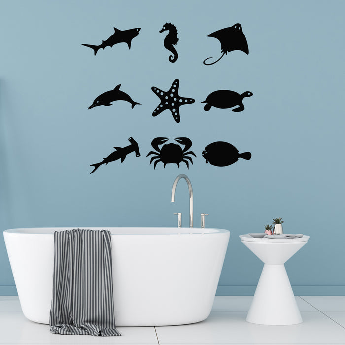 Vinyl Wall Decal Fish Sea Animals Marine Seafood Restaurant Stickers Mural (g9889)